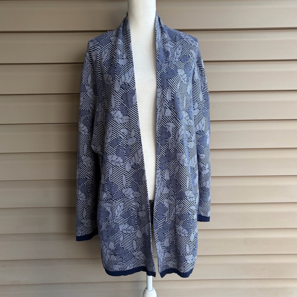 •Lands’ End• Open Front Patterned Cardigan Sweater - Size 1X
